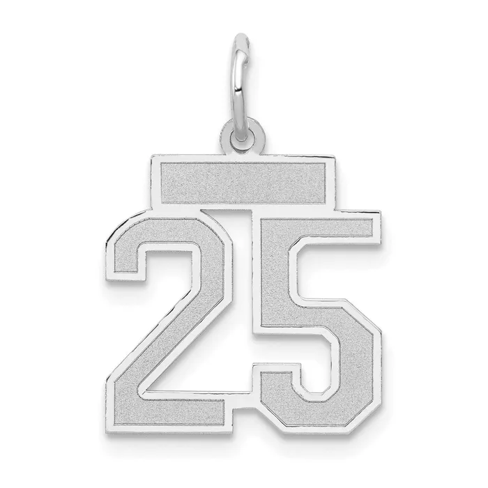 Goldia Charm Necklaces 14k White Goldw Small Satin Number 25 Charm