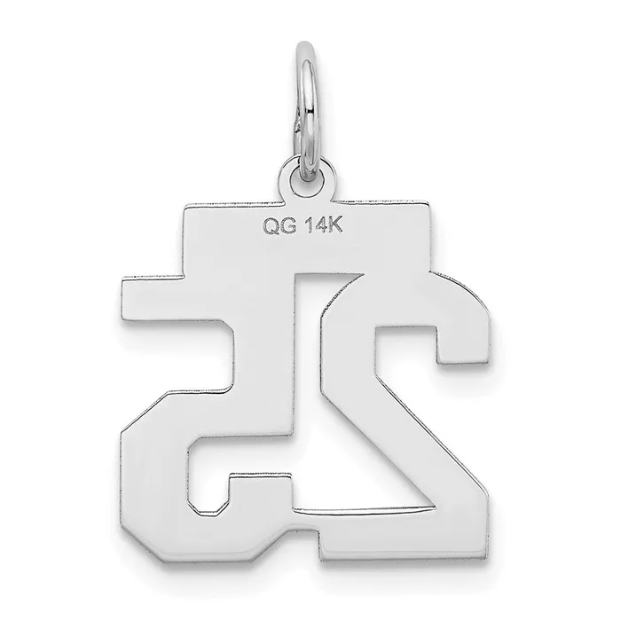 Goldia Charm Necklaces 14k White Goldw Small Satin Number 25 Charm