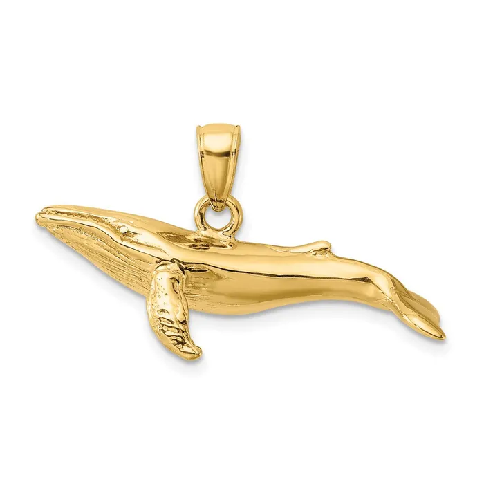 Goldia Charm Necklaces 14k Yellow Gold 3D Textured Underside Humpback Whale Charm Goldia Charm Necklaces 14k Yellow Gold 3D Textured Underside Humpback Whale Charm