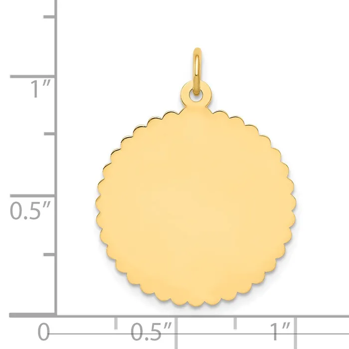 Goldia Charm Necklaces 14k Yellow Gold Engravable Round Scalloped Disc Charm