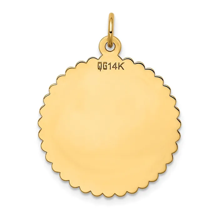 Goldia Charm Necklaces 14k Yellow Gold Engravable Round Scalloped Disc Charm