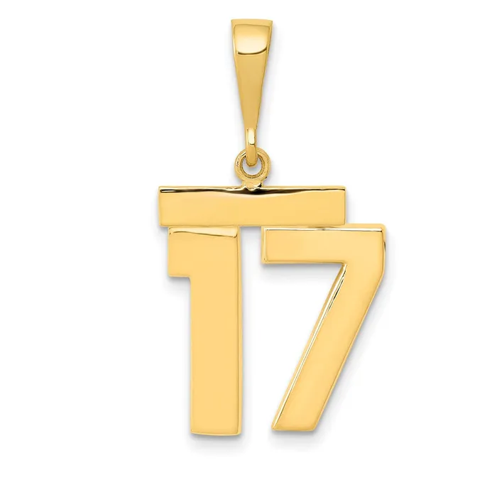 Goldia Charm Necklaces 14k Yellow Gold Medium Polished Number 17 Charm