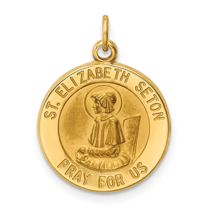 Goldia Charm Necklaces 14k Yellow Gold Saint Elizabeth Seton Medal Charm