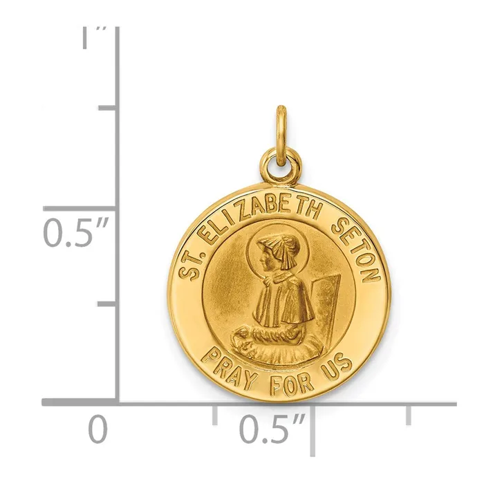 Goldia Charm Necklaces 14k Yellow Gold Saint Elizabeth Seton Medal Charm