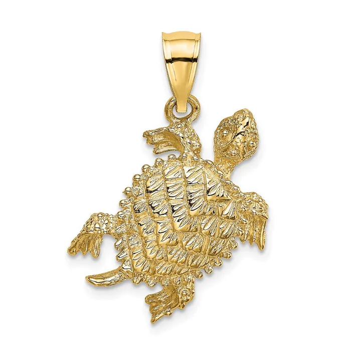 Goldia Charm Necklaces 14k Yellow Gold Sea Turtle with Tail Charm