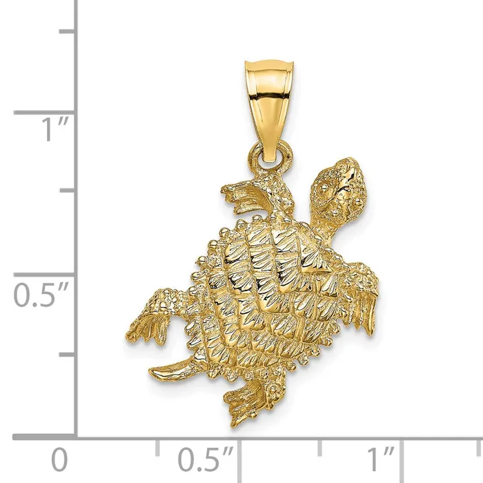 Goldia Charm Necklaces 14k Yellow Gold Sea Turtle with Tail Charm