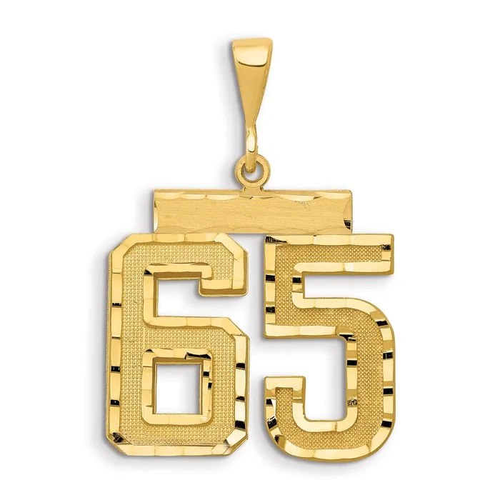 Goldia Charm Necklaces 14k Yellow Gold Small Brushed Diamondcut Number 65 Charm Goldia Charm Necklaces 14k Yellow Gold Small Brushed Diamondcut Number 65 Charm
