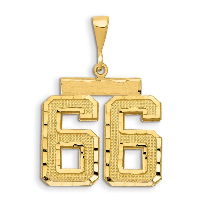Goldia Charm Necklaces 14k Yellow Gold Small Brushed Diamondcut Number 66 Charm Goldia Charm Necklaces 14k Yellow Gold Small Brushed Diamondcut Number 66 Charm