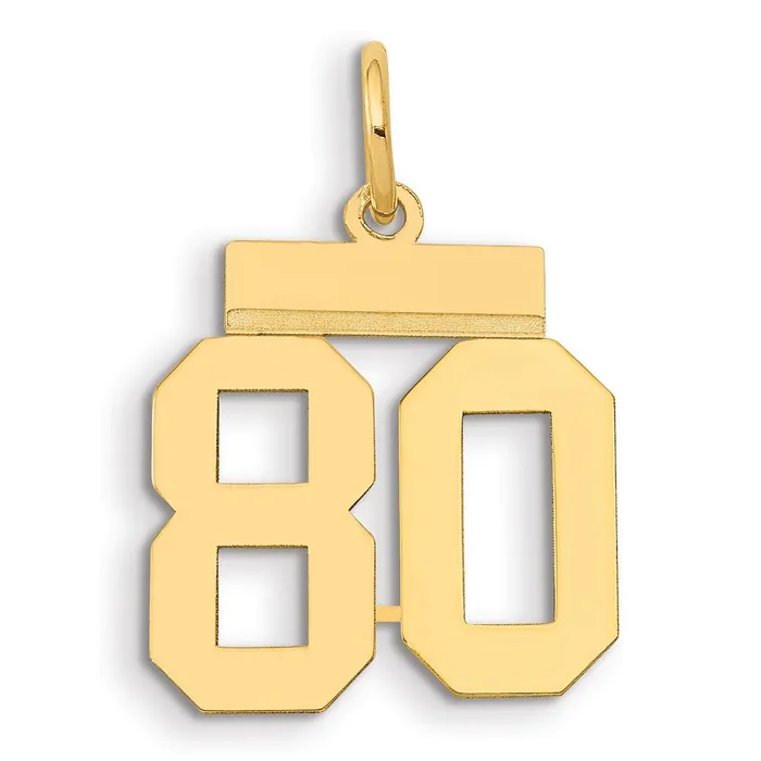 Goldia Charm Necklaces 14k Yellow Gold Small Polished Number 80 Charm