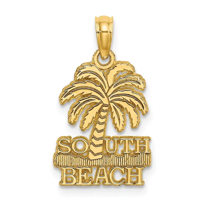 Goldia Charm Necklaces 14k Yellow Gold SOUTH BEACH Palm Tree Charm