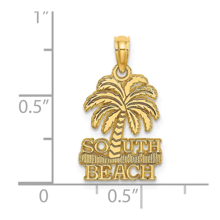 Goldia Charm Necklaces 14k Yellow Gold SOUTH BEACH Palm Tree Charm