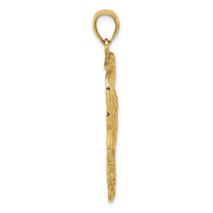 Goldia Charm Necklaces 14k Yellow Gold Textured Standing Egret Bird Charm
