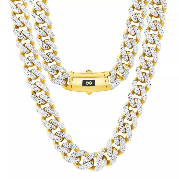 Goldiacom 10k Yellow Gold 11mm Monaco Miami Cuban Link Diamond Cut Pave Chain Necklace 24 Necklaces Goldiacom 10k Yellow Gold 11mm Monaco Miami Cuban Link Diamond Cut Pave Chain Necklace 24 Necklaces