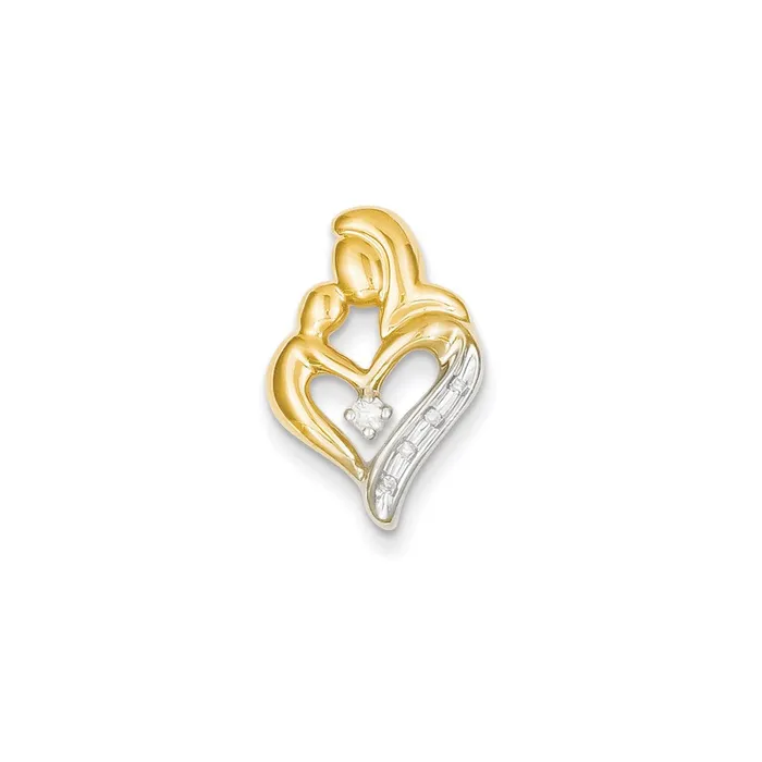 Goldiacom 14k Diamond Heart Slide Pendant Necklaces