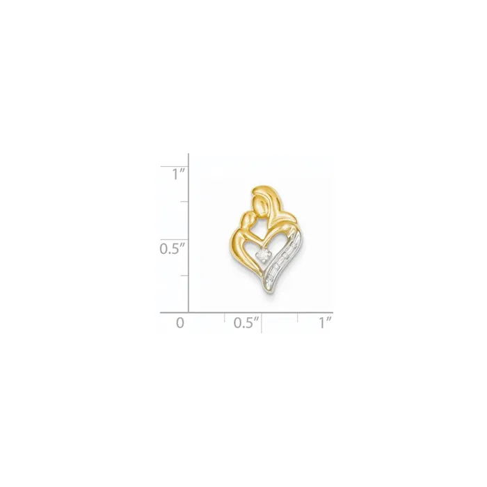 Goldiacom 14k Diamond Heart Slide Pendant Necklaces