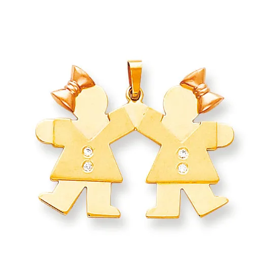 Goldiacom 14k Two tone AAA Diamond kid pendant Rings