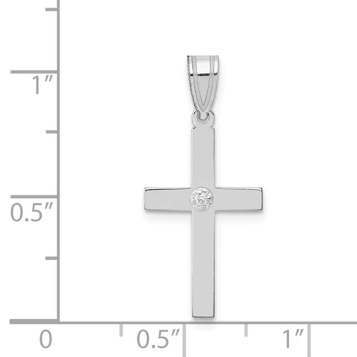 Goldiacom 14k White Gold 01ct Diamond Cross Pendant Necklaces