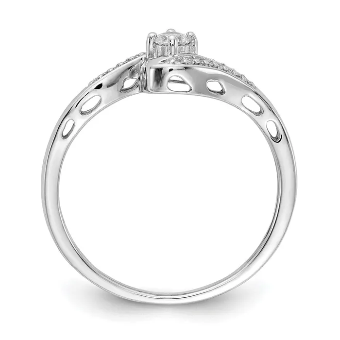 Goldiacom 14k White Gold Real Diamond Bypass Ring Rings