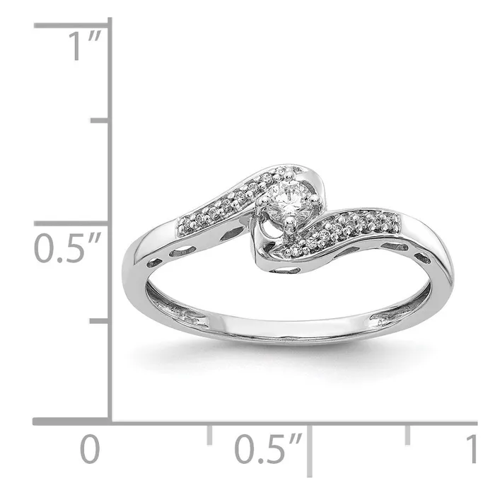 Goldiacom 14k White Gold Real Diamond Bypass Ring Rings