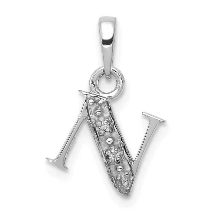 Goldiacom Charm Necklaces 14K White Gold Polished 01ct Diamond Initial N Charm Goldiacom Charm Necklaces 14K White Gold Polished 01ct Diamond Initial N Charm