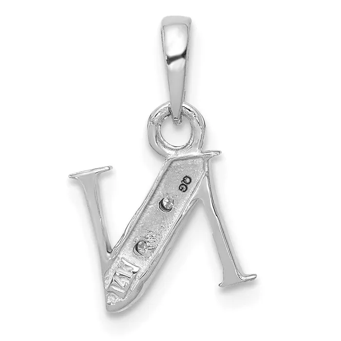 Goldiacom Charm Necklaces 14K White Gold Polished 01ct Diamond Initial N Charm