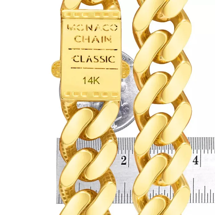 Goldiacom Necklaces 10k Yellow Gold Royal Monaco Miami Cuban Link 9mm Chain Pendant Necklace 30