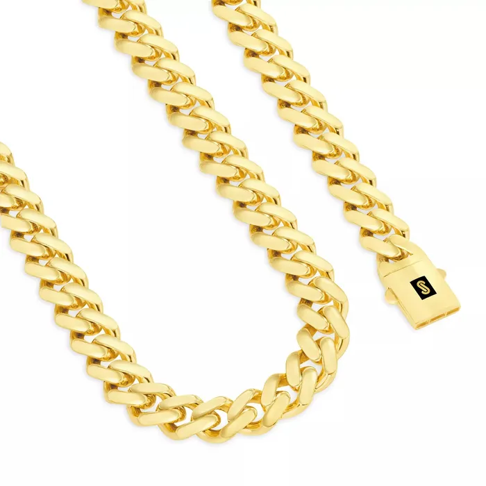 Goldiacom Necklaces 10k Yellow Gold Royal Monaco Miami Cuban Link 9mm Chain Pendant Necklace 30