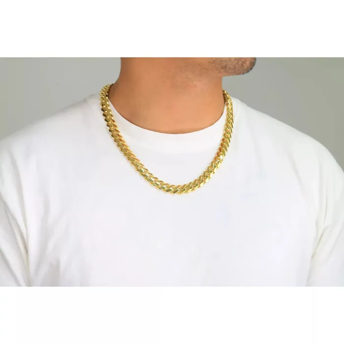Goldiacom Necklaces 10k Yellow Gold Royal Monaco Miami Cuban Link 9mm Chain Pendant Necklace 30