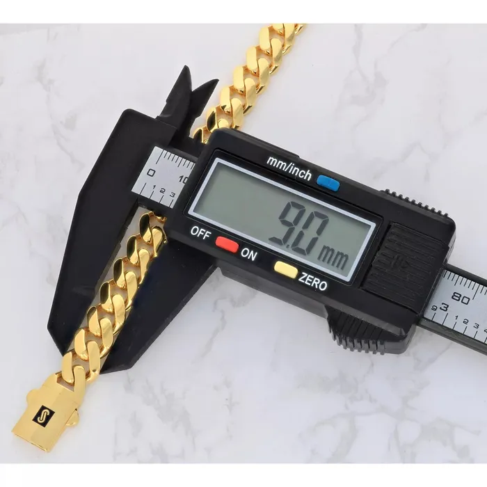 Goldiacom Necklaces 10k Yellow Gold Royal Monaco Miami Cuban Link 9mm Chain Pendant Necklace 30
