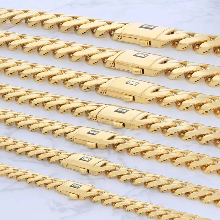 Goldiacom Necklaces 10k Yellow Gold Royal Monaco Miami Cuban Link 9mm Chain Pendant Necklace 30