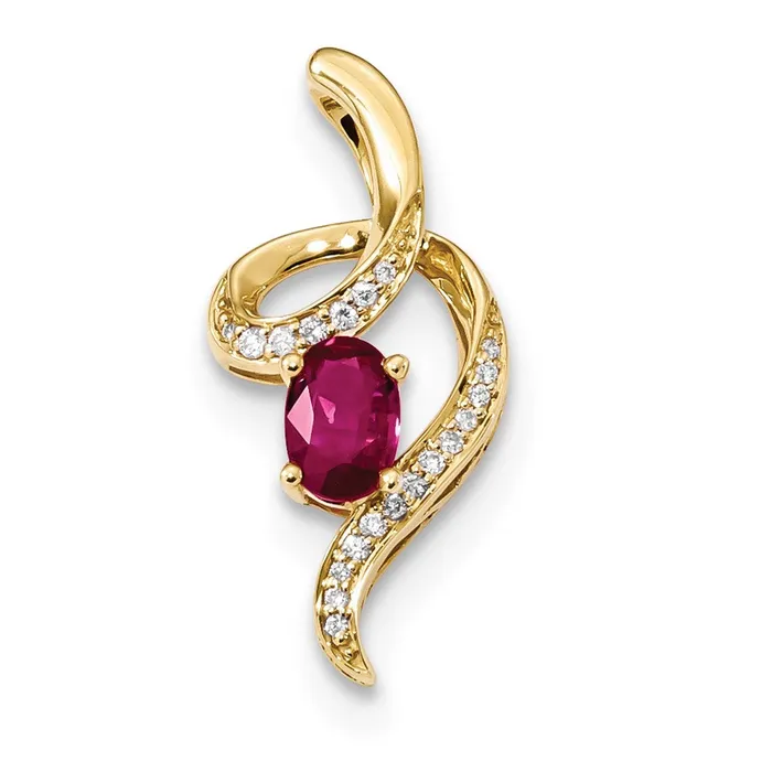Goldiacom Necklaces 14k Gold with Ruby and Diamond Pendant