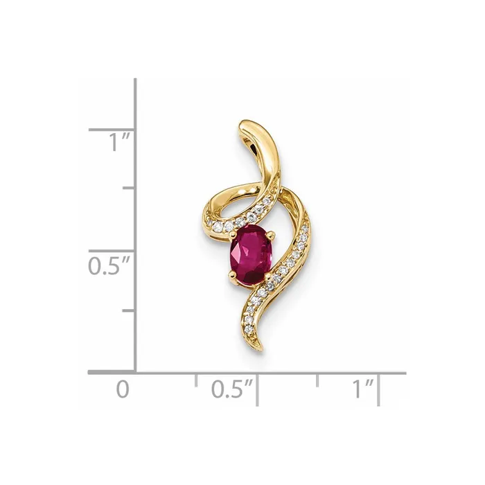 Goldiacom Necklaces 14k Gold with Ruby and Diamond Pendant