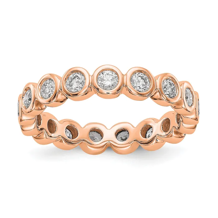 Goldiacom Rings 1 Ct Bezel Set Diamond Eternity Wedding Band Ring in 14k Rose Pink Gold Goldiacom Rings 1 Ct Bezel Set Diamond Eternity Wedding Band Ring in 14k Rose Pink Gold
