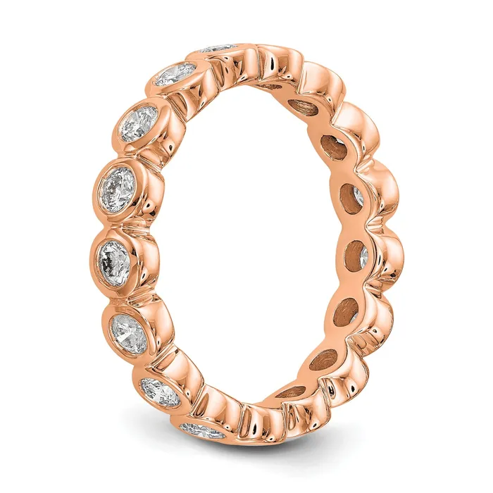 Goldiacom Rings 1 Ct Bezel Set Diamond Eternity Wedding Band Ring in 14k Rose Pink Gold Goldiacom Rings 1 Ct Bezel Set Diamond Eternity Wedding Band Ring in 14k Rose Pink Gold