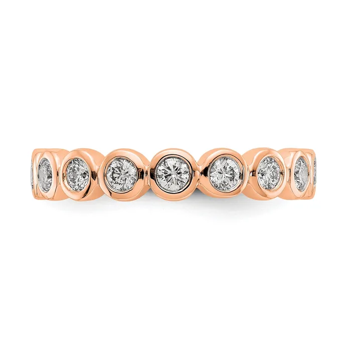 Goldiacom Rings 1 Ct Bezel Set Diamond Eternity Wedding Band Ring in 14k Rose Pink Gold Goldiacom Rings 1 Ct Bezel Set Diamond Eternity Wedding Band Ring in 14k Rose Pink Gold