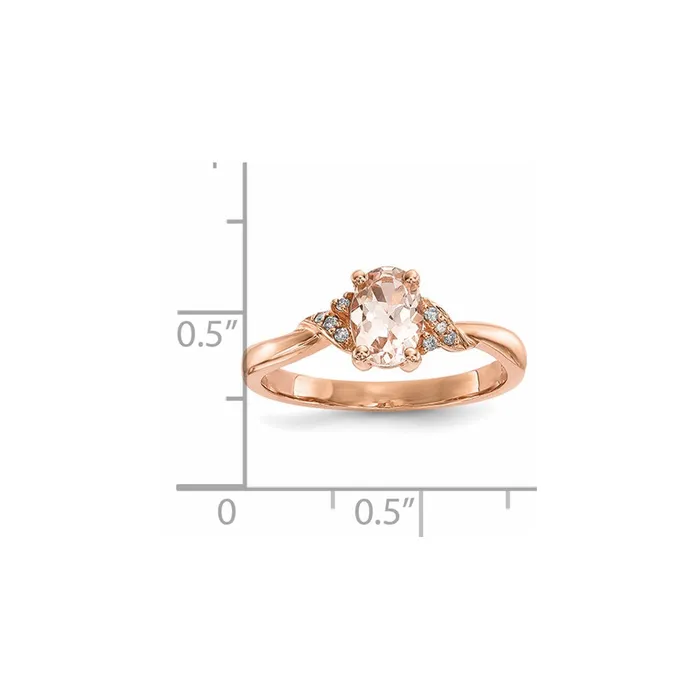 Goldiacom Rings 14k Rose Gold Polished Morganite and Real Diamond Ring