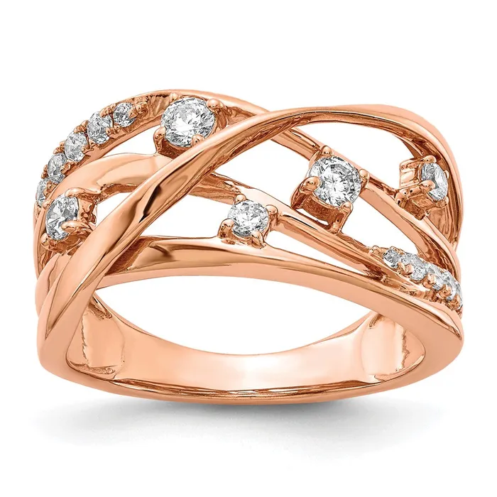 Goldiacom Rings 14k Rose Gold Real Diamond Ring