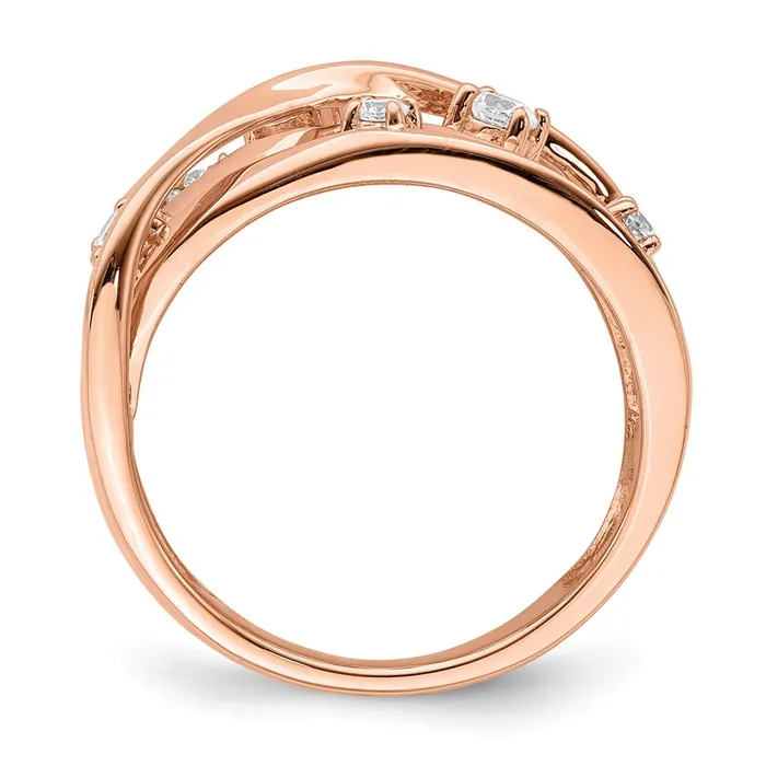 Goldiacom Rings 14k Rose Gold Real Diamond Ring