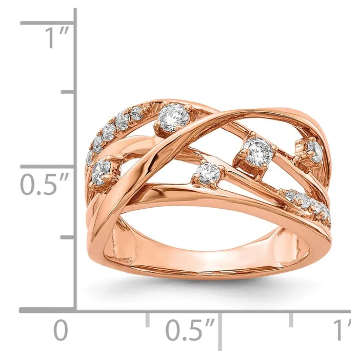 Goldiacom Rings 14k Rose Gold Real Diamond Ring