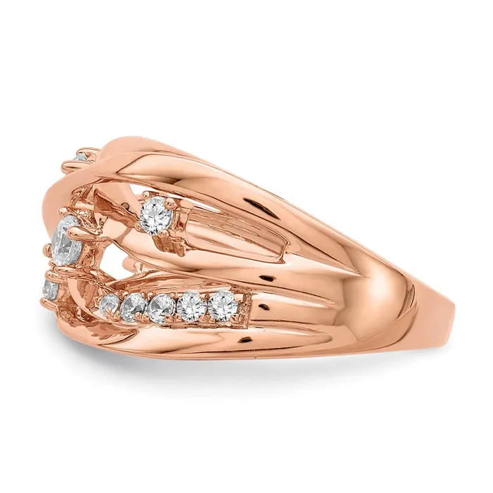 Goldiacom Rings 14k Rose Gold Real Diamond Ring