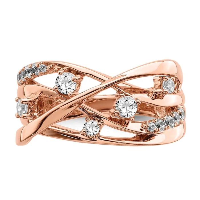 Goldiacom Rings 14k Rose Gold Real Diamond Ring