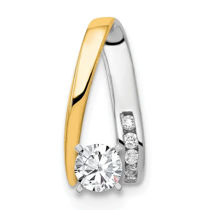 Goldiacom Rings 14k Two Tone AAA Diamond Peg Slide
