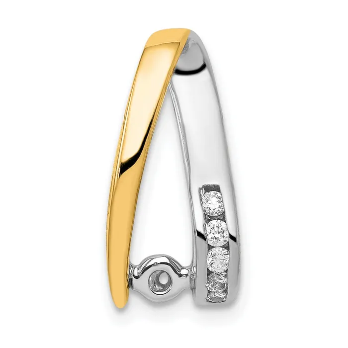 Goldiacom Rings 14k Two Tone AAA Diamond Peg Slide