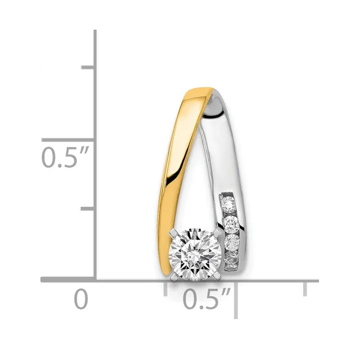 Goldiacom Rings 14k Two Tone AAA Diamond Peg Slide