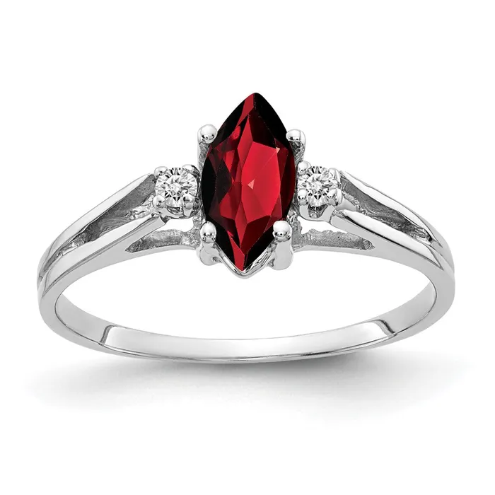 Goldiacom Rings 14k White Gold 8x4mm Marquise Garnet VS Real Diamond ring Goldiacom Rings 14k White Gold 8x4mm Marquise Garnet VS Real Diamond ring