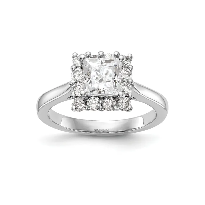 Goldiacom Rings 14k White Gold Princess Halo Engagement Simulated Diamond Ring Goldiacom Rings 14k White Gold Princess Halo Engagement Simulated Diamond Ring