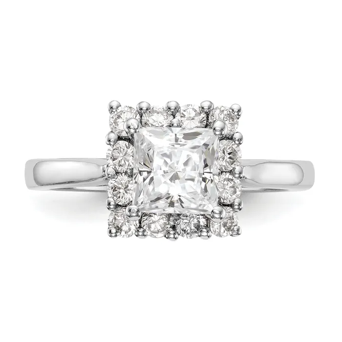 Goldiacom Rings 14k White Gold Princess Halo Engagement Simulated Diamond Ring Goldiacom Rings 14k White Gold Princess Halo Engagement Simulated Diamond Ring