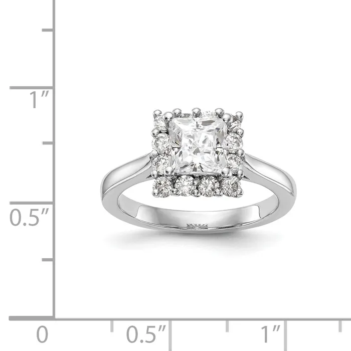 Goldiacom Rings 14k White Gold Princess Halo Engagement Simulated Diamond Ring Goldiacom Rings 14k White Gold Princess Halo Engagement Simulated Diamond Ring