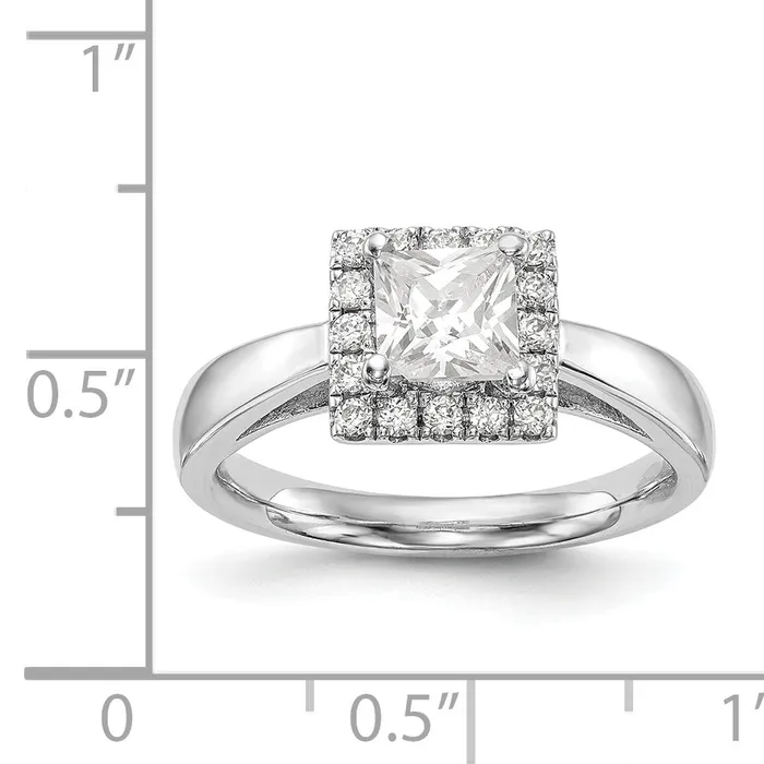 Goldiacom Rings 14k White Gold Princess Halo Simulated Diamond Engagement Ring Goldiacom Rings 14k White Gold Princess Halo Simulated Diamond Engagement Ring