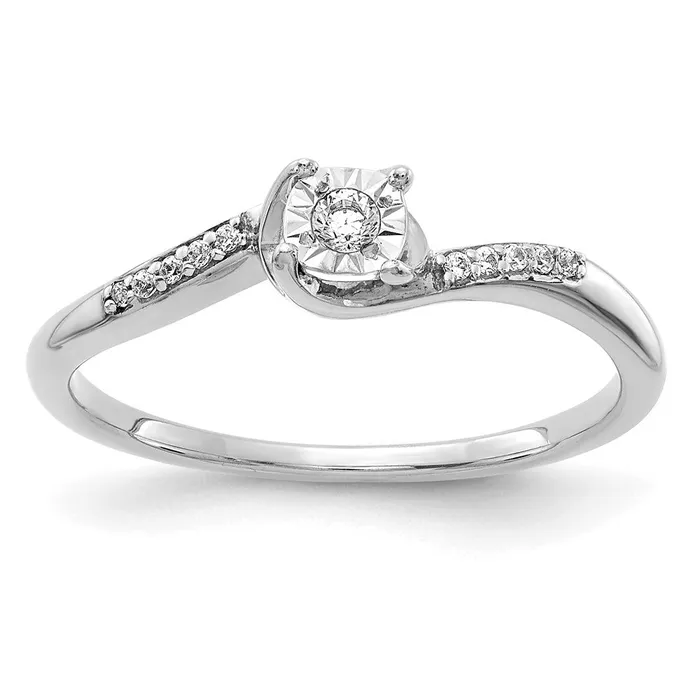 Goldiacom Rings 14k White Gold Real Diamond Bypass Ring